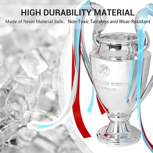 كأس الأبطال، كأس الدوري الرياضي لكرة القدم، نسخة طبق الأصل من الراتنج لكأس البطولة، عملية الطلاء الكهربائي، فضي مع أشرطة ملونة لتزيين المكاتب، هدايا المعجبين وهدايا عيد الميلاد، 6.3 بوصة in Saudi Arabia