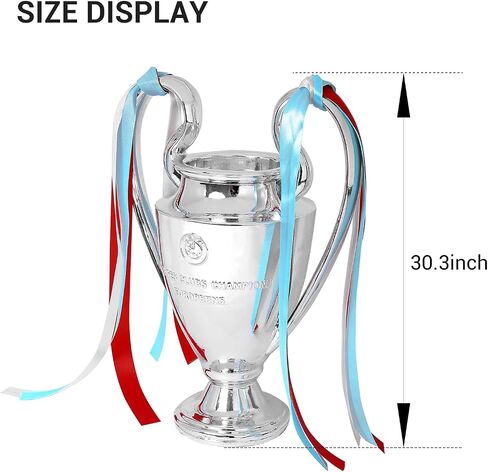 كأس الأبطال، كأس الدوري الرياضي لكرة القدم، نسخة طبق الأصل من الراتنج لكأس البطولة، عملية الطلاء الكهربائي، فضي مع أشرطة ملونة لتزيين المكاتب، هدايا المعجبين وهدايا عيد الميلاد، 6.3 بوصة in Saudi Arabia