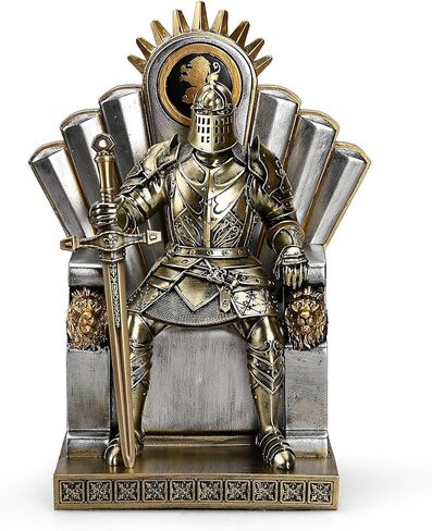 King's Guard Seat Warrior Leader Swordsman Armor Knight Statue Ornament with a Metal Sword Letter Opener Top Collection as Gift for Office and Home (Blue) in Saudi Arabia