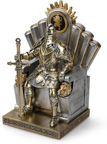 King's Guard Seat Warrior Leader Swordsman Armor Knight Statue Ornament with a Metal Sword Letter Opener Top Collection as Gift for Office and Home (Blue) in Saudi Arabia