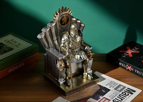 King's Guard Seat Warrior Leader Swordsman Armor Knight Statue Ornament with a Metal Sword Letter Opener Top Collection as Gift for Office and Home (Blue) in Saudi Arabia
