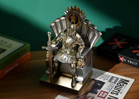 King's Guard Seat Warrior Leader Swordsman Armor Knight Statue Ornament with a Metal Sword Letter Opener Top Collection as Gift for Office and Home (Blue) in Saudi Arabia
