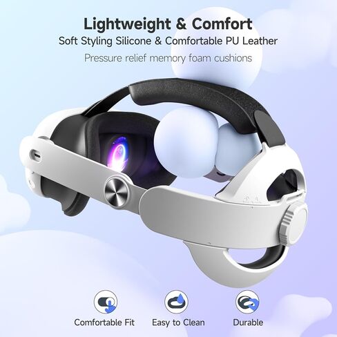 حزام الرأس لـ Meta Quest 3، حزام Elite مريح قابل للتعديل لملحقات Oculus Quest 3، وسادة ناعمة لسماعات الواقع الافتراضي قابلة للفصل واستبدال حزام الرأس in Kuwait