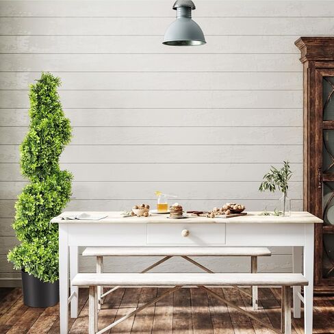 2 Pieces Artificial Boxwood Topiary Trees Fake Spiral Plants Faux Green Topiary Plants in Plastic Pot for Front Porch Indoor Outdoor Decorations (2 Pieces) in Saudi Arabia