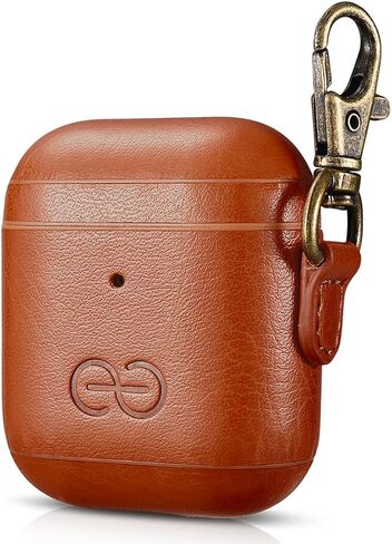 غطاء حافظة Dreem Om AirPods 1 & 2 مع مشبك سلسلة مفاتيح، حافظة Airpods من الجلد النباتي للرجال والنساء، ملحق سماعات أذن فاخرة لهاتف Apple iPhone - بورجوندي in Kuwait