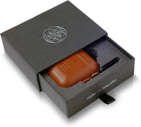 غطاء حافظة Dreem Om AirPods 1 & 2 مع مشبك سلسلة مفاتيح، حافظة Airpods من الجلد النباتي للرجال والنساء، ملحق سماعات أذن فاخرة لهاتف Apple iPhone - بورجوندي in Kuwait