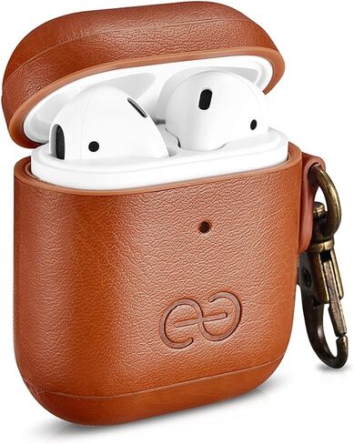 غطاء حافظة Dreem Om AirPods 1 & 2 مع مشبك سلسلة مفاتيح، حافظة Airpods من الجلد النباتي للرجال والنساء، ملحق سماعات أذن فاخرة لهاتف Apple iPhone - بورجوندي in Kuwait