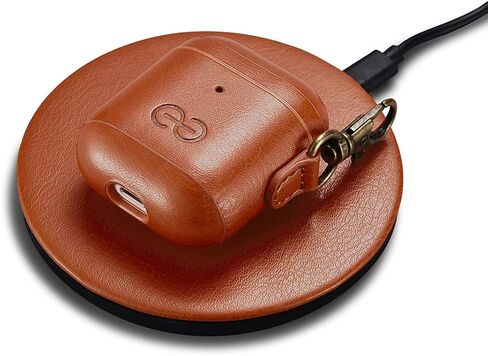 غطاء حافظة Dreem Om AirPods 1 & 2 مع مشبك سلسلة مفاتيح، حافظة Airpods من الجلد النباتي للرجال والنساء، ملحق سماعات أذن فاخرة لهاتف Apple iPhone - بورجوندي in Kuwait