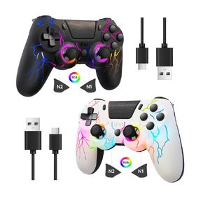 2 Pack Wireless Controller for PS4, Crack Design Remote Controller Compatible with PS4/Slim/Pro/PC with Programmable,RGB Light,1000mAh Battery, Vibration, 6-Axis Sensor, Sensitive Touch Pad, Share Button, Speaker & Headphone Jack
