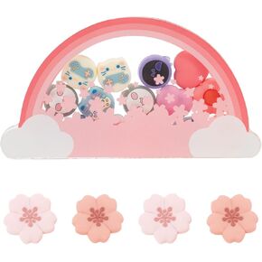 GeekShare Thumb Grips Storage Box & 4 PICS Sakura Thumb Grip Caps Compatible with Switch/Lite/OLED-Rainbow Cloud