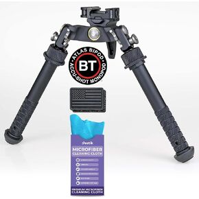 Atlas Bipod BT65-LW17 Cal with ADM 170-S Lever Plus USA Flag Patch and Jestik Microfiber Cleaning Cloth