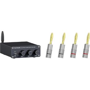 Fosi Audio Banana Plugs 2 Pairs / 4 pcs and BT20A Bluetooth 5.0 Stereo Audio 2 Channel Amplifier Receiver