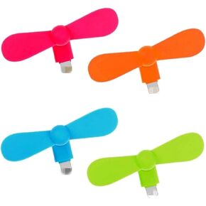 Phone Fan for iPhone, 4 Pack Mini Portable Cell Phone Fan for iPhone 14/SE 3/13/12/11/10/9/8/XR/XS/iPad, Travel Pocket Fan Small Personal USB Fans Plug into Cellphones