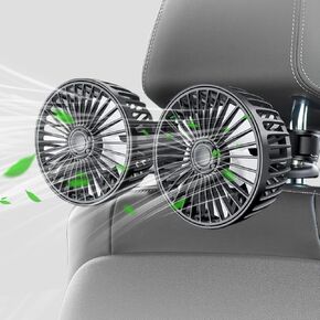 Qidoe Car Fan for Back Seat, USB Powered Portable Fan for Car 360° Rotation Cooling Fans 3 Speeds, 5V Air Circulation Vehicle Fans Adjustable Clip for Vehicles SUV RV