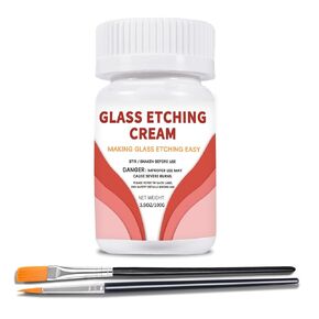 Glass Etch Starter Cream Kit (3.5oz), Mirrors, Ceramics, Porcelain, Marble, and Slate - for Makers, Creators, Crafters, DIY'ers of All Ages & Experience Levels. Smooth Formula and Fast Acting