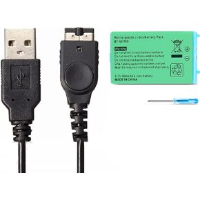 Xahpower Gameboy Advance SP Games Accessories Kit, 1 Pack Charger Cable and 1 Pack Battery Pack for Game Boy Advance SP Systems(GBA SP)