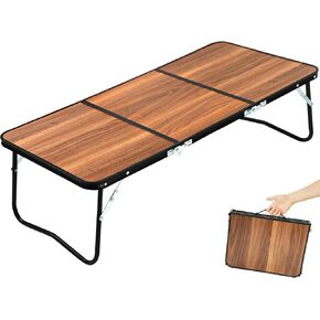 Folding Camping Table, 3 Fold Portable Picnic Table with Aluminum Legs, Lightweight Foldable Beach Table with Handle, Outdoor Table for Camping, BBQ, Cooking, Travel, Patio, Garden
