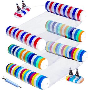Finduwill 5pcs pool floats حجم البالغين-3 حزمة تجمع العوامات أرجوحة مع 2 حامل مشروب متعدد الأغراض 4-في 1 (السرج ، كرسي الصالة ، أرجوحة ، drifter) أرجوحة المياه المحمولة