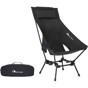 MOON LENCE High Back Folding Camping Chairs, Comfy Head Support, 5 Modes Choice, Portable Lightweight, Beach Lawn Camp Chair, with Height-Adjustable Legs & Anti-Sinking Feet