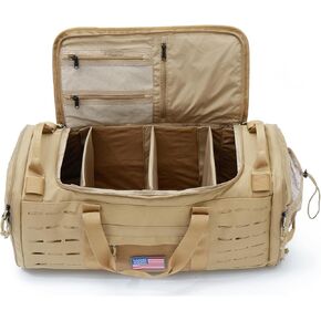 48L Military Duffle Bag with Separate Shoe Compartment,Tactical Gear Backpack Molle System,Khaki