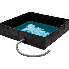 Ynotus 10" High x 40″Portable Camping Shower Base Collapsible Outdoor Shower Basin with Drain Hose and Hose Clamp Used for Shower Tent Base Wilderness Camping, Rv, Temporary Shower Stall Pets
