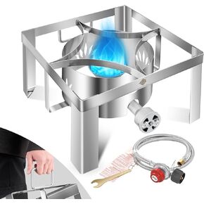 ARC Propane Burner 55,000BTU Stainless Steel Gas Camping Stove for Outdoor Cooking Camping, Turkey Fry, Crawfish Boil, Homebrewing