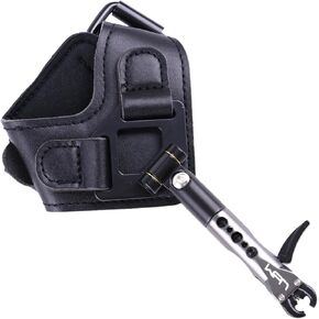 Bow Release Device, Comfortable Wristband Archery Release, Adjustable Rod Length, 360 ° Rotating Design Foldable Wristband, Manual Closing, Safe and Stable