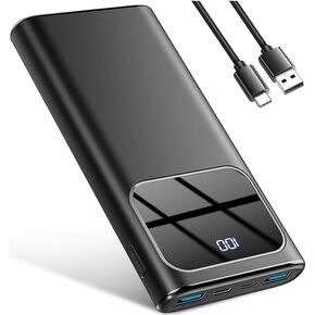 Portable Charger, 10000mAh Power Bank with PD15w Fast Charging, 4 Outputs 3 Inputs with Built in TypeC, USBA Battery Pack, Compatible with iPhone 16 15 Plus/Pro/Pro Max Samsung S22 S21 Android Phone