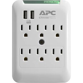 APC Wall Outlet Surge Protector with USB Ports, PE4WRU3, (4) Rotating Multi Plug Outlet, 1080 Joule Surge Protection