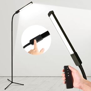Floor Lamp, Bright Led Lash lamp for Eyelash Extensions, Dimmable Brightness and 3 Colors Lash Light, Adjustable Height and Gooseneck for Makeup Light lash Bed(Black)