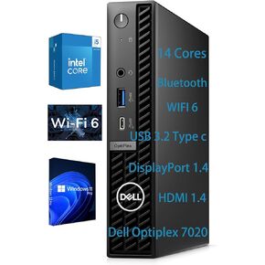 Dell Optiplex 7020 Micro Form Factor Desktop Computer, Intel Core I5-14500T Processor, 14 Core, 20 Threads, up to 4.8 GHz, 16GB RAM 512GB SSD, RJ-45 Ethernet, HDMI, WIFI6, Bluetooth, Windows 11 Pro