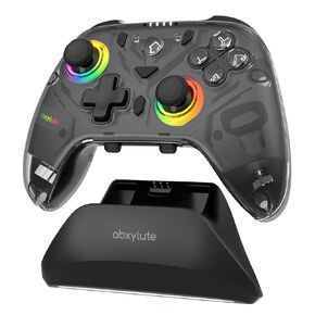 C8 PC Controller - Wireless Bluetooth Dongle - Hall Effect Joystick RGB Lighting - 1000Hz Macro Key - Dual Vibrate Gaming Controller for Windows PC, Android, Switch, Steam, TV, IOS, MAC &Charging Dock