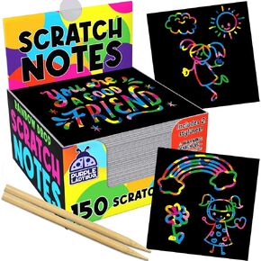 150 Rainbow Scratch Art Paper Mini Notes - Ideal Stocking Stuffers for Kids in Saudi Arabia