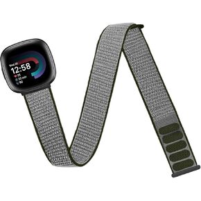 Nylon Sport Ankle/Arm Band Compatible with Fitbit Versa 4/Fitbit Versa 3 /Fitbit Sense 2/Fitbit Sense Bands,Elastic Nylon Braided Arm Strap Replacement Ankle band for Women Men