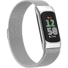 Milanese Loop Compatible with Fitbit Charge 6 5 Bands Women Men, Mesh Stainless Steel Metal Magnetic Sport Strap for Fitbit Charge 6 Bands, Soft Breathable Adjustable