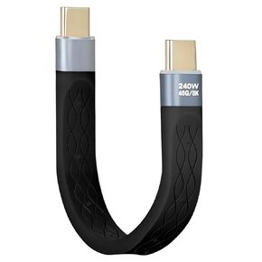 Short Thunderbolt 4/3 & USB4 40Gbps 240W USB-C Cable [0.45ft] - for MacBook Pro, iPhone 15/16, Samsung Galaxy, Surface Pro, eGPU, SSD - Supports 8K Display, Fast Charging & Data Transfer 1-Pack