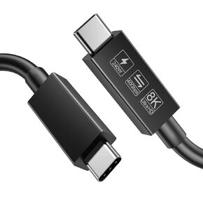 كابل Icseio Thunderbolt 4 - 4.92 قدم ، كابل USB 4 لشاحن iPhone 15 ، نقل البيانات 40 جيجابايت/ثانية ، دعم عرض 8K ، 240 واط شحن USB C إلى USB C كابل MacBooks ، المراكز ، الأرصفة والمزيد