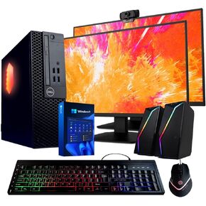 Dell Optiplex Computer PC w/RGB Lighting | Windows 11 Pro | Ultra Fast Intel i5-8500 | 16GB RAM 1TB SSD | New Dual 24" LCDs | RGB Speakers + Webcam | 5G WiFi + BT (Renewed)