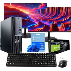 Dell Precision Workstation PC | Quadro P620 GPU - Editing & Design | Windows 11 Pro | Intel i5-9500 | 16GB RAM 1TB SSD | New 24" LCDs | Home or Office Computer | WiFi 6 AX200 + BT (Renewed)