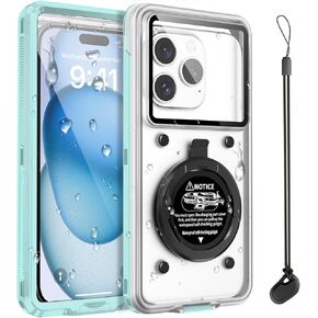 Beasyjoy Waterproof Phone Case, Underwater Snorkeling Diving Phone Case, Universal Self-Check Water Proof Pouch Dry Bag Up to 6.9 Inch for iPhone 16/15/14/13/12/11/Samsung S24/S23/Google - Green