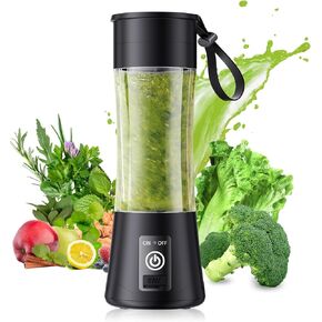 Cordless Personal Size Portable Blender - 14 Oz Blender for Smoothies and Shakes with BPA Free Traveling Juice Cup, 6 Blades for Powerful Blending, Suit for Sports/Travel/Home