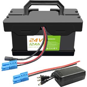 24V 7AH/12AH Lithium Battery for 24V Kids Ride-On Ride and Toys و UTVS-أطول من الأطول وأخف وزناً من حمض الرصاص ، بطارية بديلة مع شاحن 2A (24V7AH)