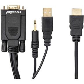 Rocstor Premium 6ft VGA to HDMI Converter Cable with Power and Audio Support M/M - Compatible with Computers, pc, Desktop, Laptop, Ultrabook, Notebook, Chromebook, Roku, PS3 & 4, Xbox One, Xbox 36