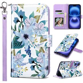ULAK Compatible with iPhone 16 Wallet Case [RFID Blocking], Women PU Leather Shockproof Protective Folio Flip Cover with Card Holder Kickstand for iPhone16 6.1 inch, Rose Gold