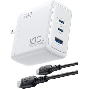 USB C Charger, INIU 3-Port 100W GaN Charger, Compact Foldable PD PPS USB C Wall Charger Block for MacBook Pro/Air, iPad Pro, Galaxy S23, Dell XPS 13, Note 20/10+, iPhone 16/15, Steam Deck