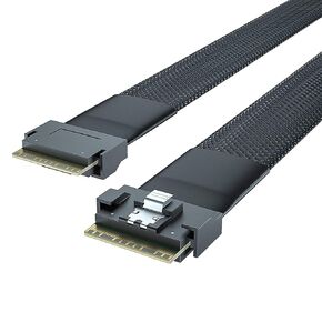 Ipolex 24g Slimsas SFF-8654 إلى SFF-8654 8i SAS 4.0 كابل لخوادم عالية الكثافة وتخزين NVME ، 100 أوم ، 1 م (3.28 قدم)