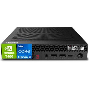 Lenovo ThinkStation P3 Tiny Intel I7-14700 ، 32GB DDR5 ، 1TB NVME ، T400 4GB Graphics ، WiFi 6E + BT ، RJ-45 ، 3X MINIDP ، DP PORT ، HDMI (5 Monitor MAX)