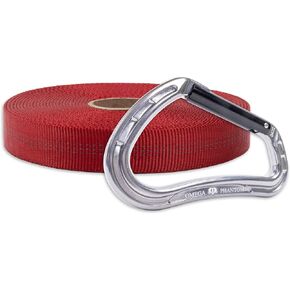 Rock-N-Rescue Heavyweight Nylon Tubular Webbing Red 25 ft Bundle w/Phantom Keylock Carabiner