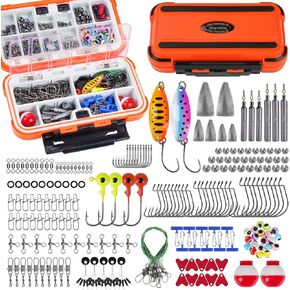THKFISH 375pcs Fishing Accessories Kit, Double sided Organized Fishing Tackle Box with Tackle Included Hooks, Weights Sinkers, Bass Fishing Gear Gifts