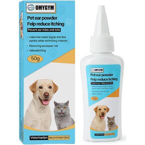 Dog Ear Hair Removal Tool 1.76oz/50g- Dog Ear Powder for Hair Removal- Dog Ear Plucking Tool - Effective Ear Hair Removal & Odor Control (1 + 1Pc Ear Hair Puller)